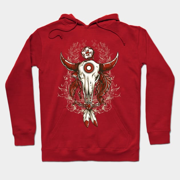 NATIVE AMERICAN BUFFALO SKULL Hoodie by CliffordHayes